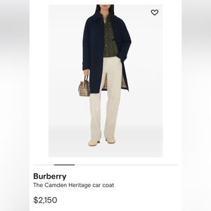 Burberry navy Mid-length Car Coat